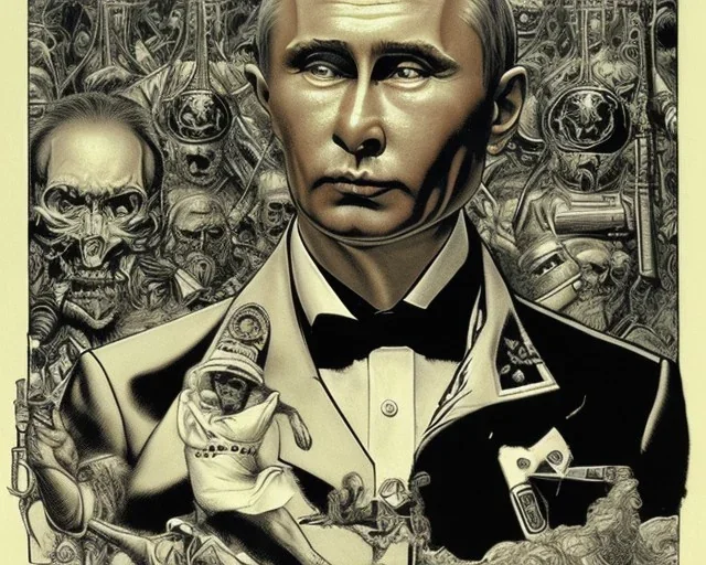 atomic bomb evil Russia president satan fangs Vladimir Putin,