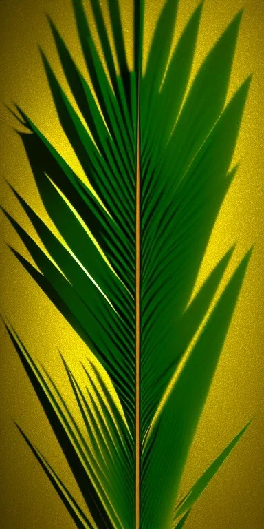 palm leaf's shadow, green background, texture, gold line