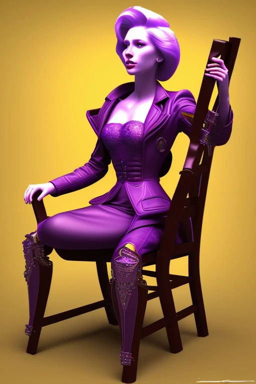 Violet lugging a chair about