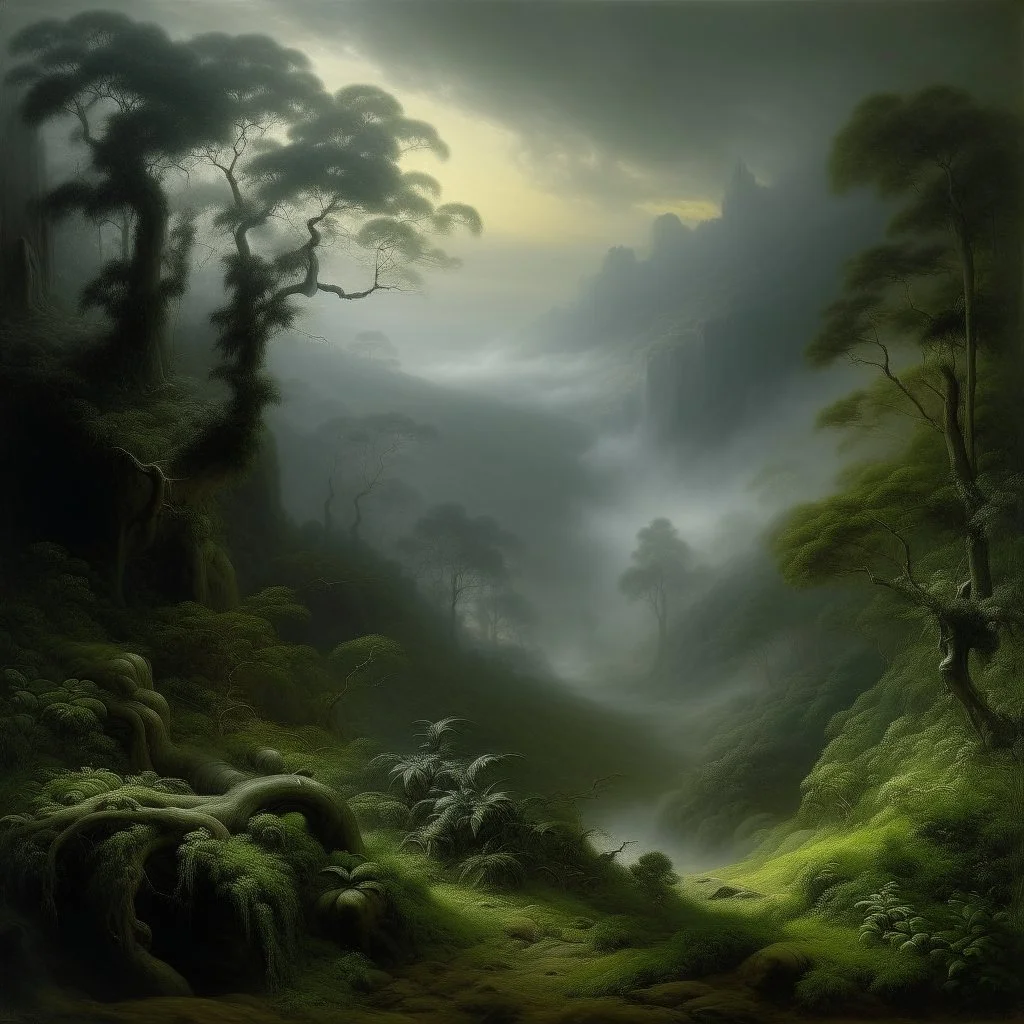 A gray jungle with a toxic jungle painted by Ivan Aivazovsky