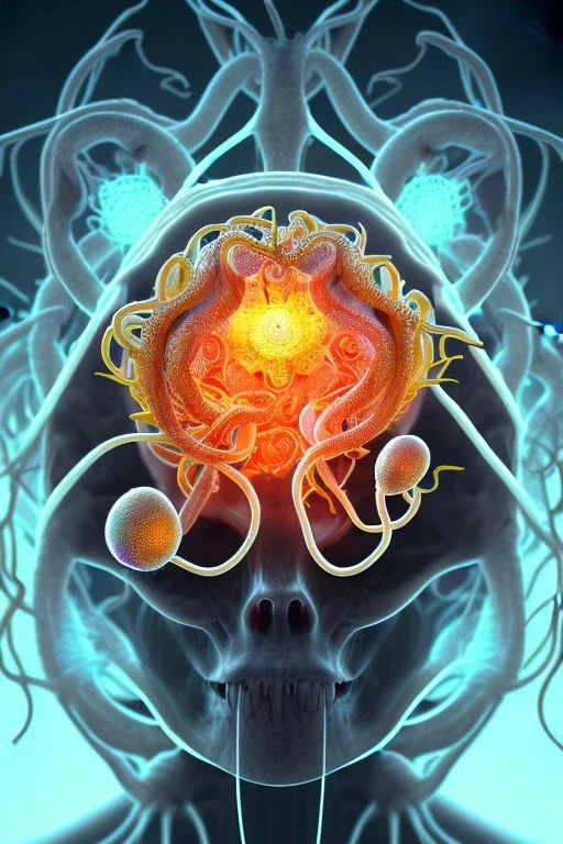 Spiritual being with Tentacles wrapping around brain cells