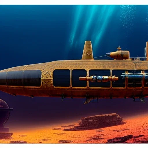 fullbody Drawing of 'sketch of Steampunk Submarine Vehicle',intricate detail,andrea bonelli,Kilian Eng,Ohrai,evan lee,Aleksandr Sidelnikov,KyuYong Eom,three quarters frontal aerial view,toned colors,16k