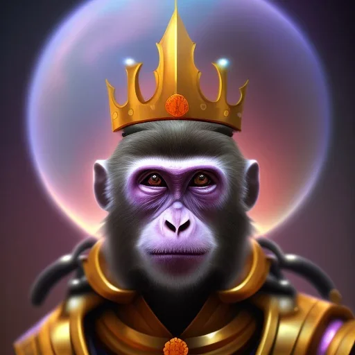 Fully armoured monkey king on a dreamy planet