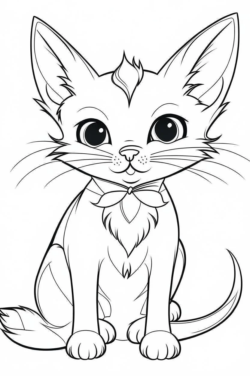 outline art for Kitten (Cat) coloring pages with sitch, white background, Sketch style, full body, only use outline, toddlers style, clean line art, white background, no shadows and clear and well outlined.