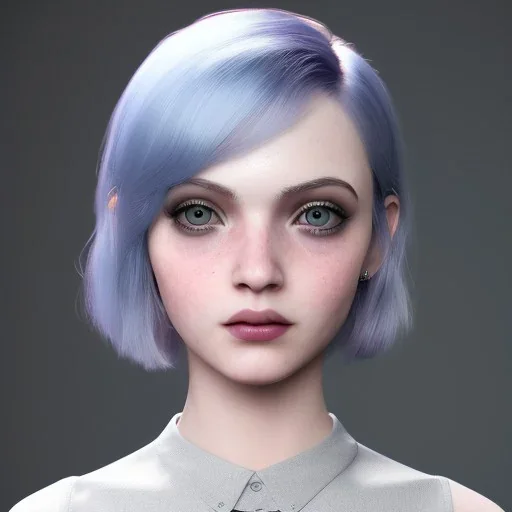 potrait gothic girl , eyes like ocean blue, short hair, smile, 8k, rtx, eyebrows like serious, facing left, real, cute,