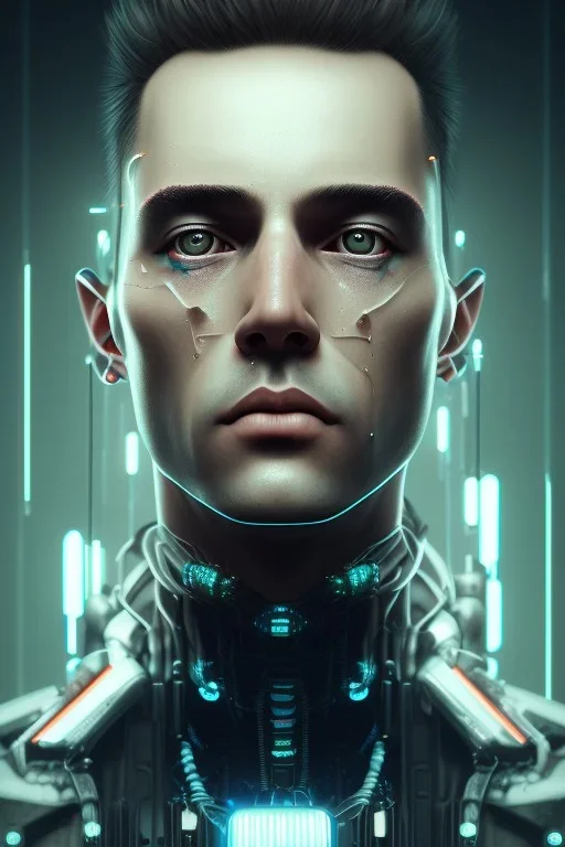 cyberpunk, head, men, portrai