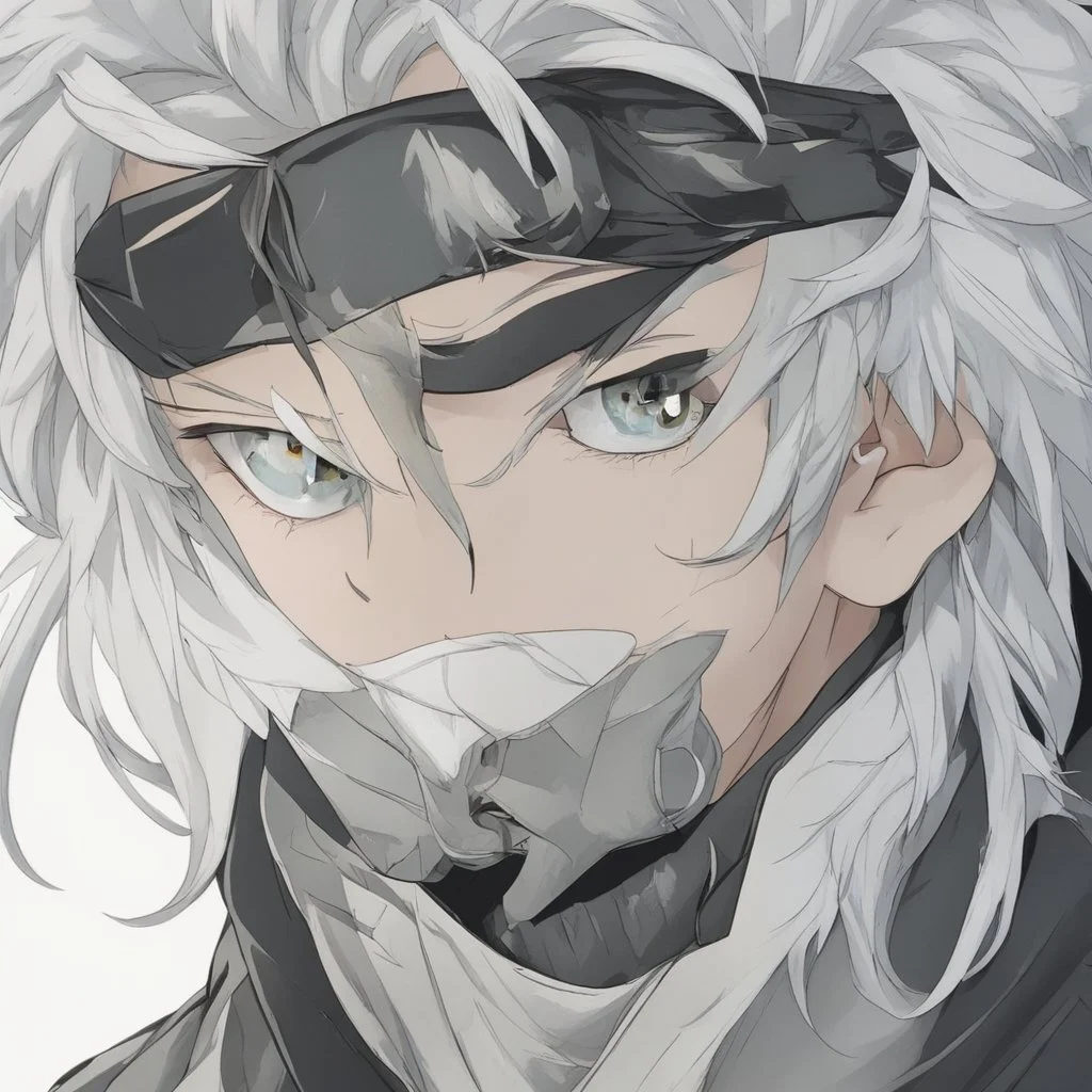 A stunningly detailed (((headshot portrait))), capturing the essence of a young man in his 20s with silver hair and piercing gray eyes, exuding a sense of confidence and protection, anime realism style