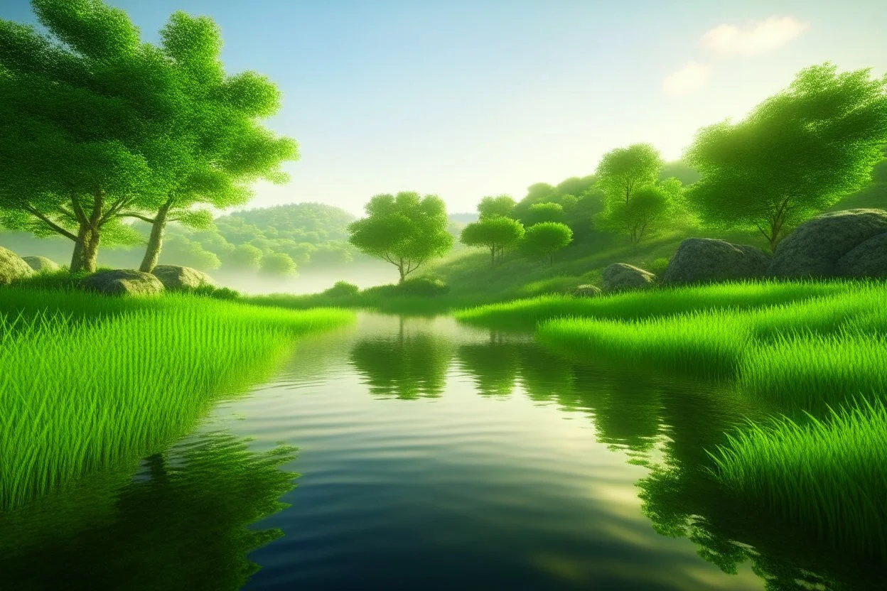 A tranquil natural landscape reflecting the tranquility and ecological balance