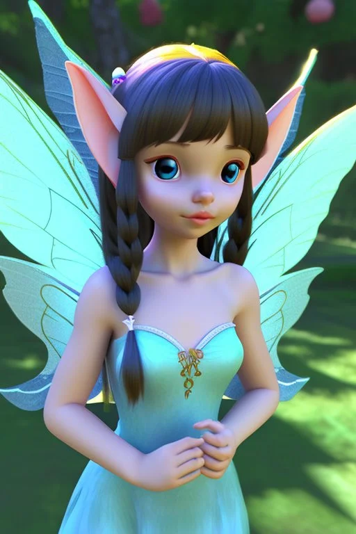 Cute 3d animation girl fairy with elf ears