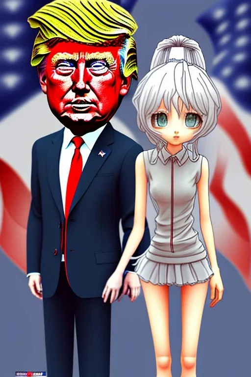 Donald Trump with an anime girl