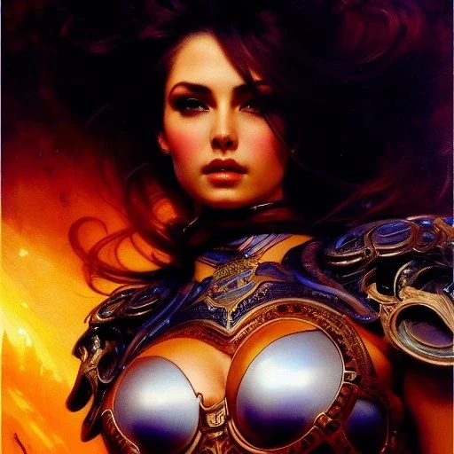 Drawing of beautiful face,'beautiful ,Busty Widowmaker',intense stare, ancient skintight armor, balanciaga fashion clothe painting by gaston bussiere, greg rutkowski, yoji shinkawa, yoshitaka amano, tsutomu nihei, donato giancola, tim hildebrandt, Oil on canvas, cinematic composition, extreme detail,fit full head inside picture,16k