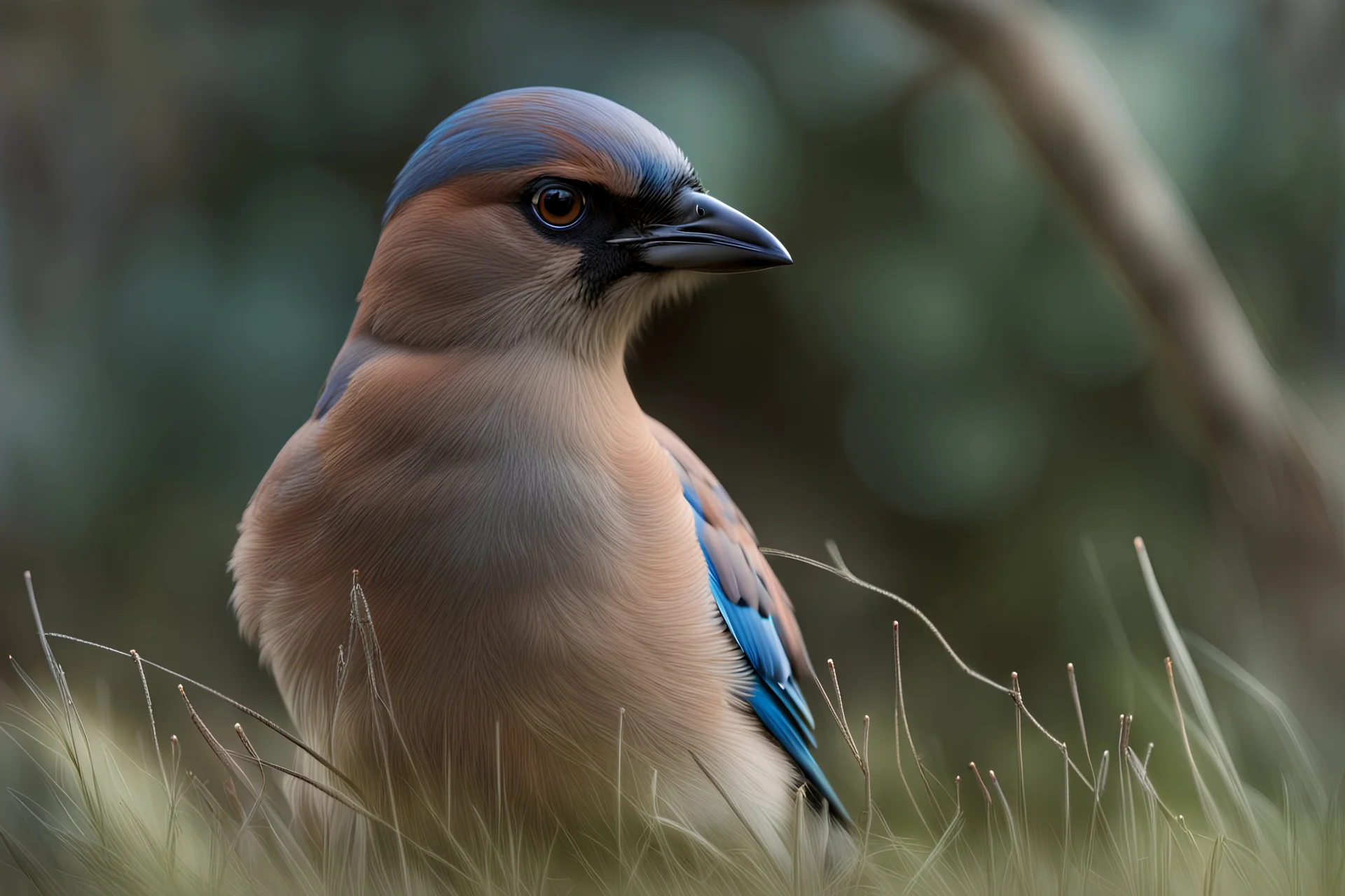 portrait of an (Eurasian) jay [Garrulus glandarius] with colored pencils