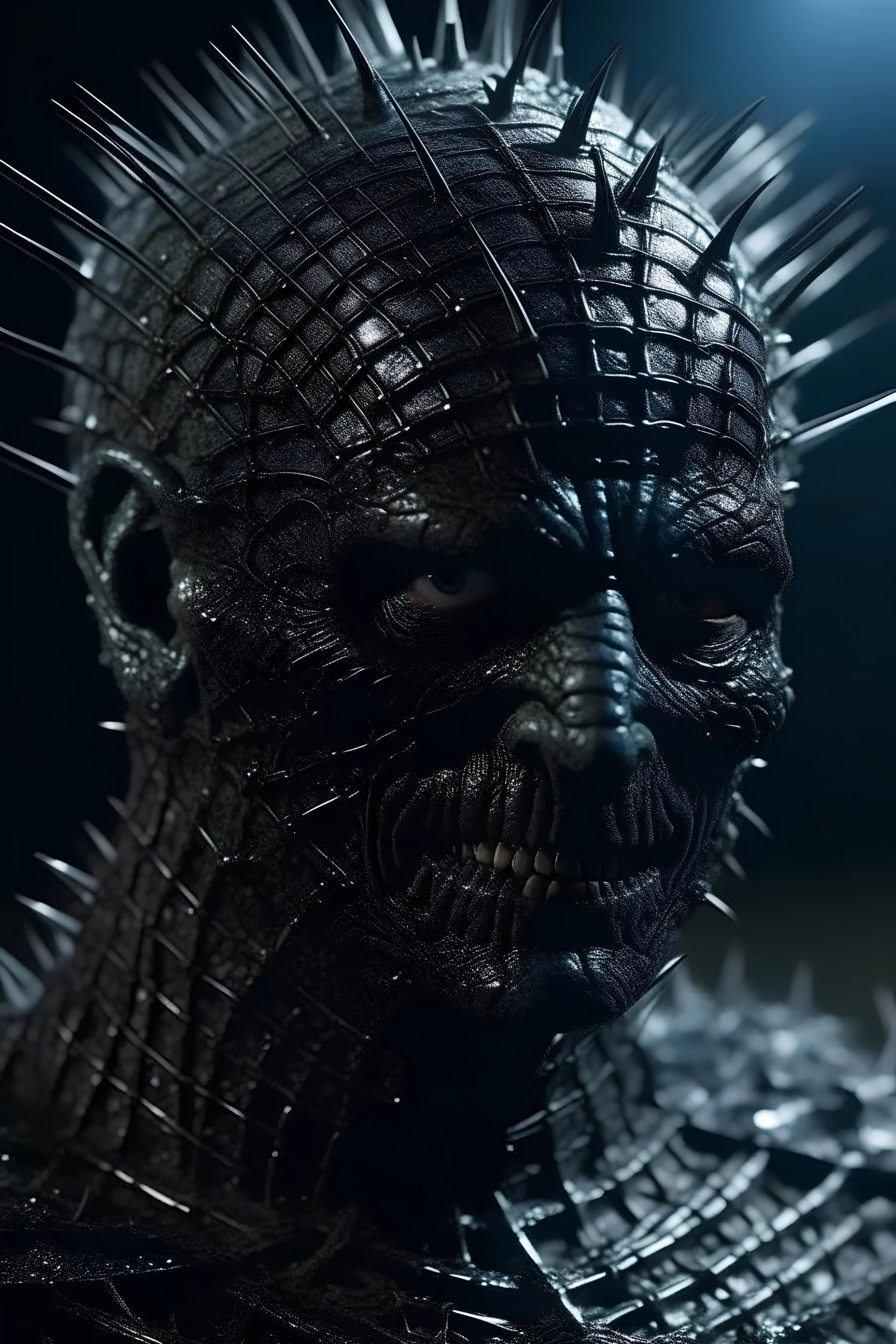 Temný bojovník, ktorému z hlavy trčia klince ako vo filme hellraiser a ruky má celé z ľadu