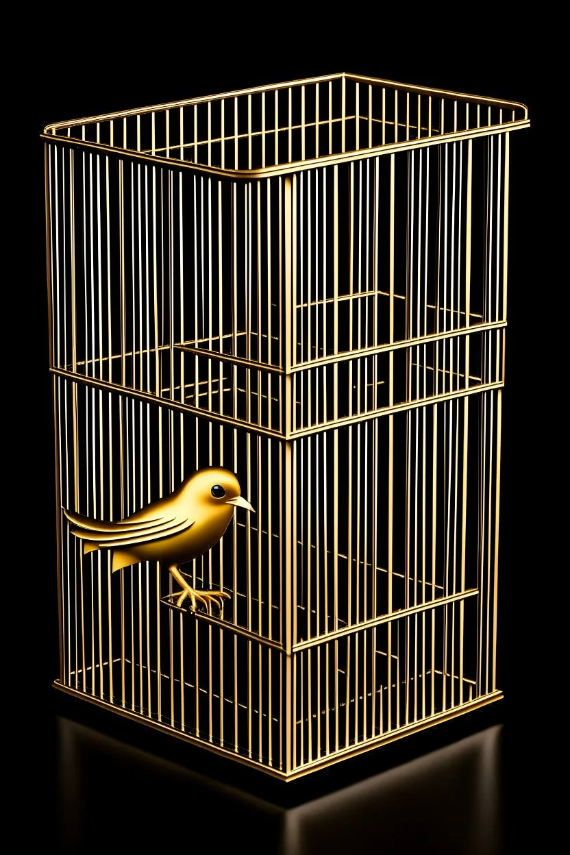 babylon reprsented by gold twitter bird logo captured in a caged box in a box