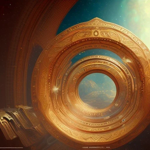 wide open semicircular stargate, glistening shiny, intricate, Exquisite details and textures, ultra detailed, digital painting, artstation, concept art, sharp focus, space background, illustration, 8k, by stability ai, nvidia