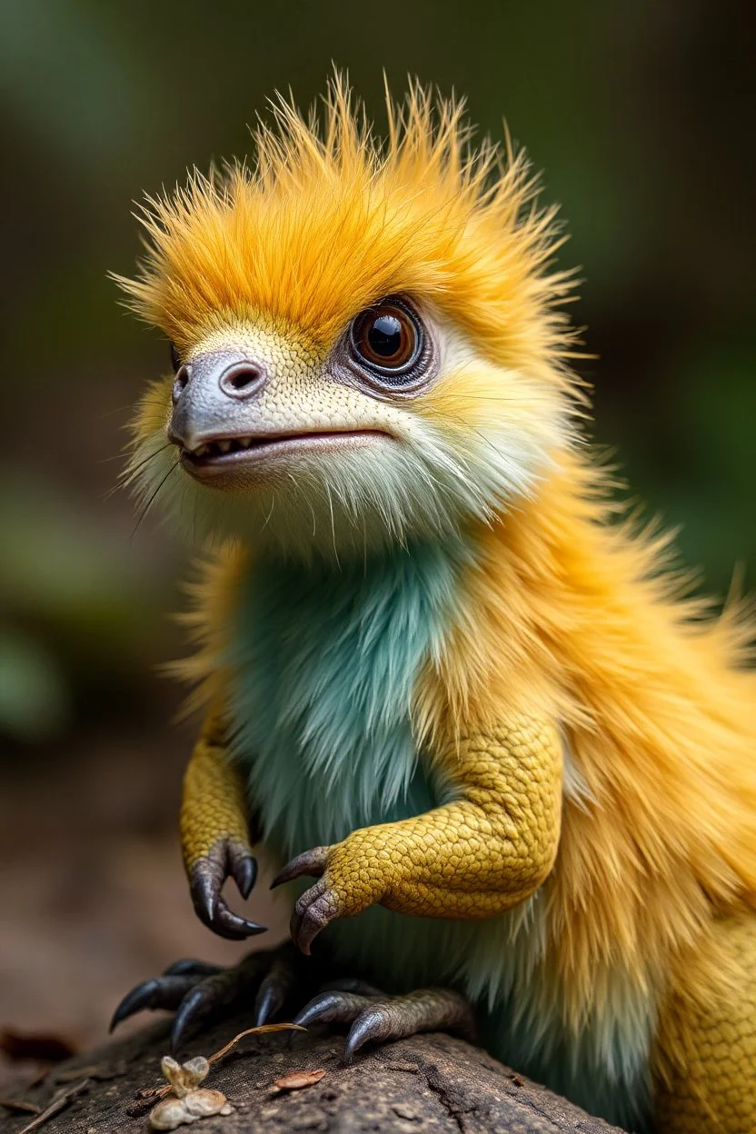 dinosaur weasel bird with cute fur