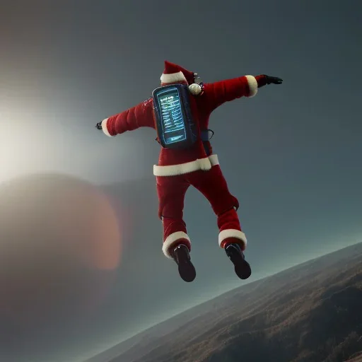 Jet pack fly santa, octane render, 8k, --ar 1:1