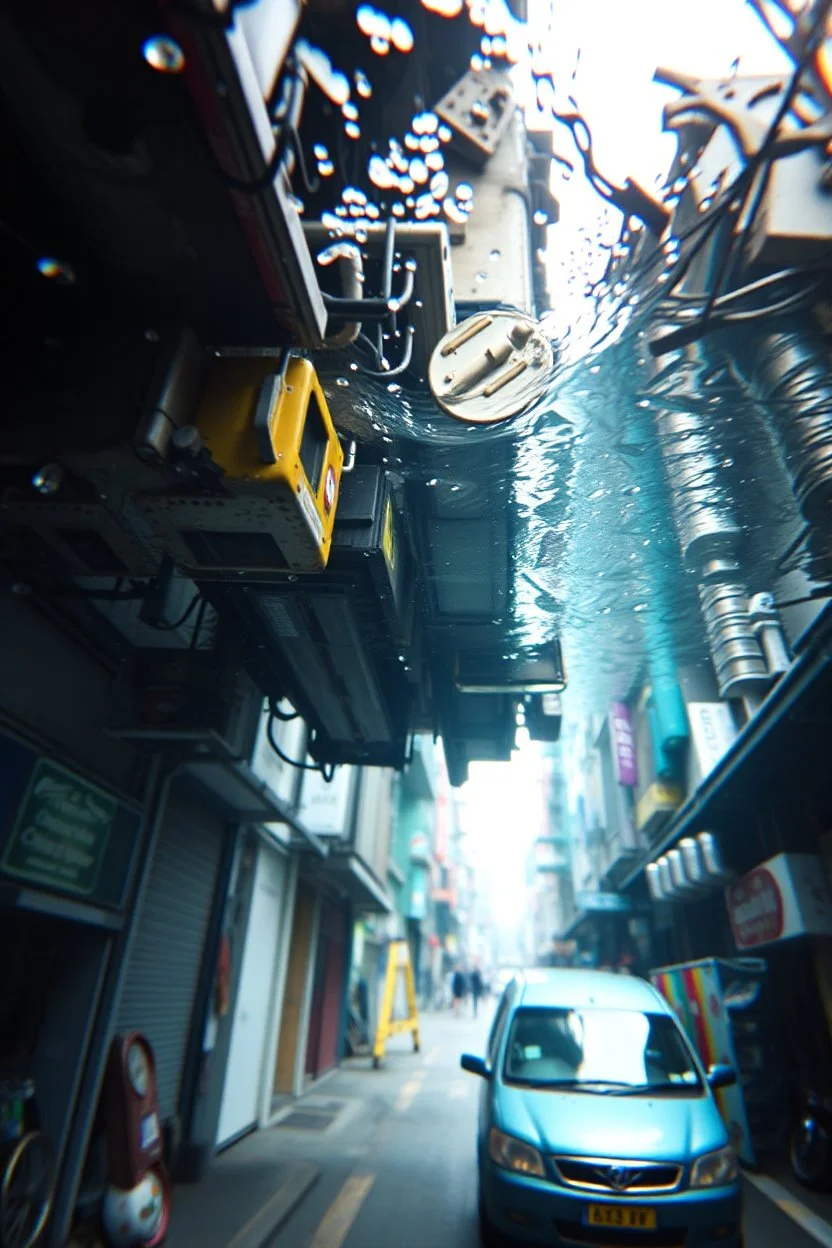 Junkpunk, city underwater, street view, macro photography,