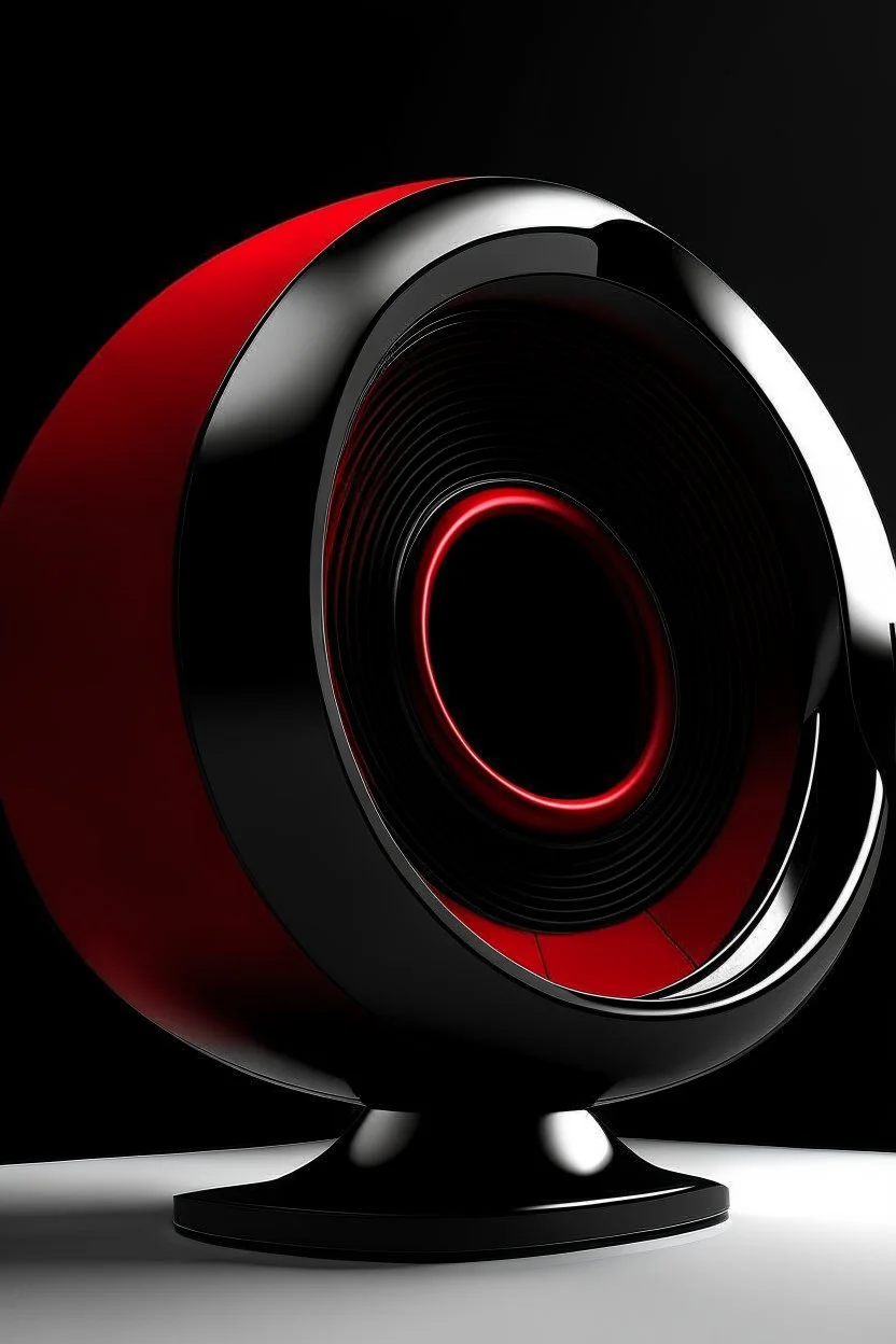 speaker, form inspired by flora and fauna , architecture form, modern design style and black and red color