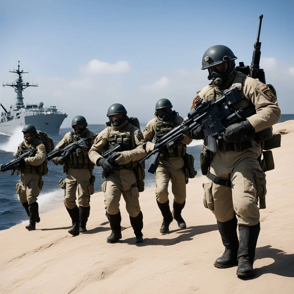 Enemy Marines are a very traditional service with a highly specialized mission. They deploy with warships and are restricted to providing shipboard security and shipboard combat - boarding or defending against boarders. Historically fairly common, this mode of combat has all but disappeared in naval engagements but is common in patrol and enforcement actions. Given these mission parameters, Marines usually choose shorter range weapons, since the opportunity for long-range fire is rarely found a