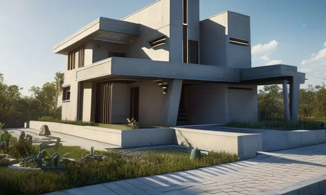 a futuristic house architecture tesla _ style rendering octane, exterior, hd, hyperrealistic, intricate details, high quality