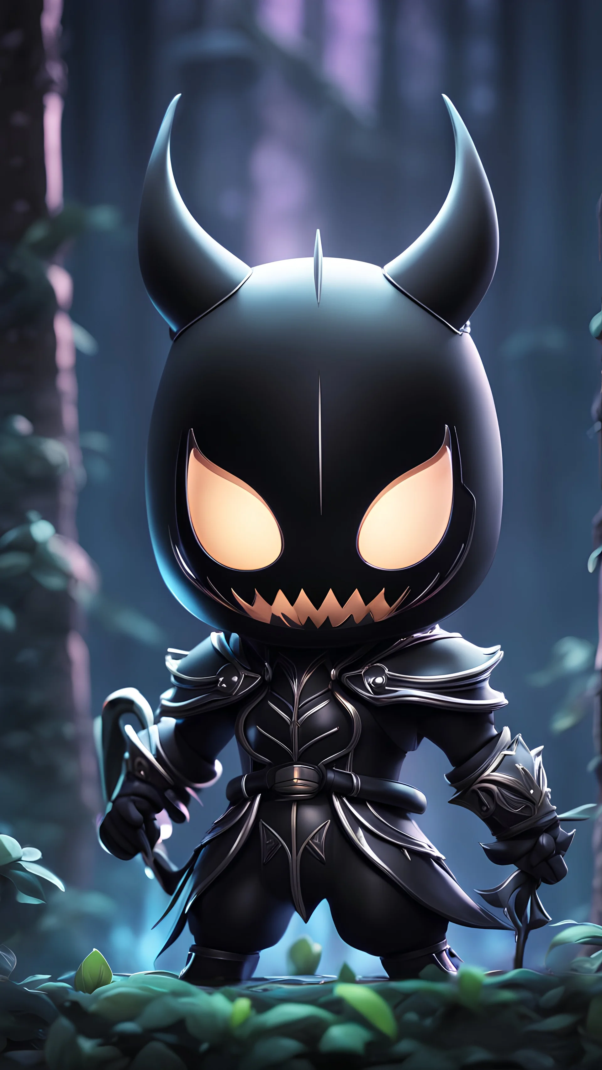 Chibi Hollow knight venom in 8k solo leveling shadow artstyle, in the style of fairy academia, hollow knight them, mask, close picture, neon lights, intricate details, highly detailed, high details, detailed portrait, masterpiece,ultra detailed, ultra quality