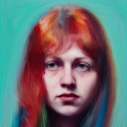 Photo of Greg Lake Epitaph , beautiful face, multi-hued red hair; in the style of martine johanna, draped in flowing fabric, ignore nsfw, colorful energetic brush strokes, realistic, sharp focus, 8k high definition, insanely detailed, intricate, elegant, art by martine johanna and artgerm