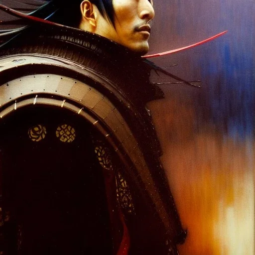 portrait of 'Zakuro Utsutsu-Ninja Scroll',ancient japanese armor, painting by gaston bussiere, greg rutkowski, yoji shinkawa, yoshitaka amano, tsutomu nihei, donato giancola, tim hildebrandt, oil on canvas, cinematic composition, extreme detail,fit full head inside picture,16k