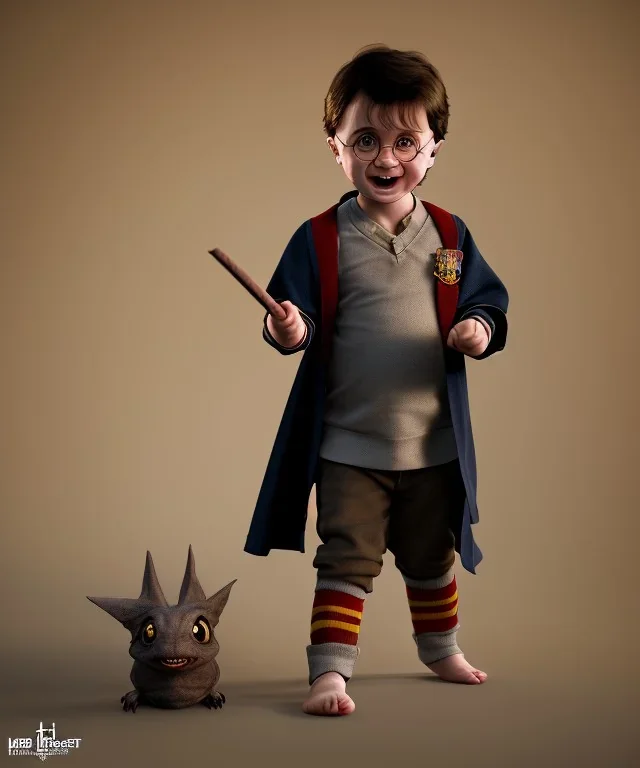 Harry potter toddler, full body, dramatic lighting, hyper realistic