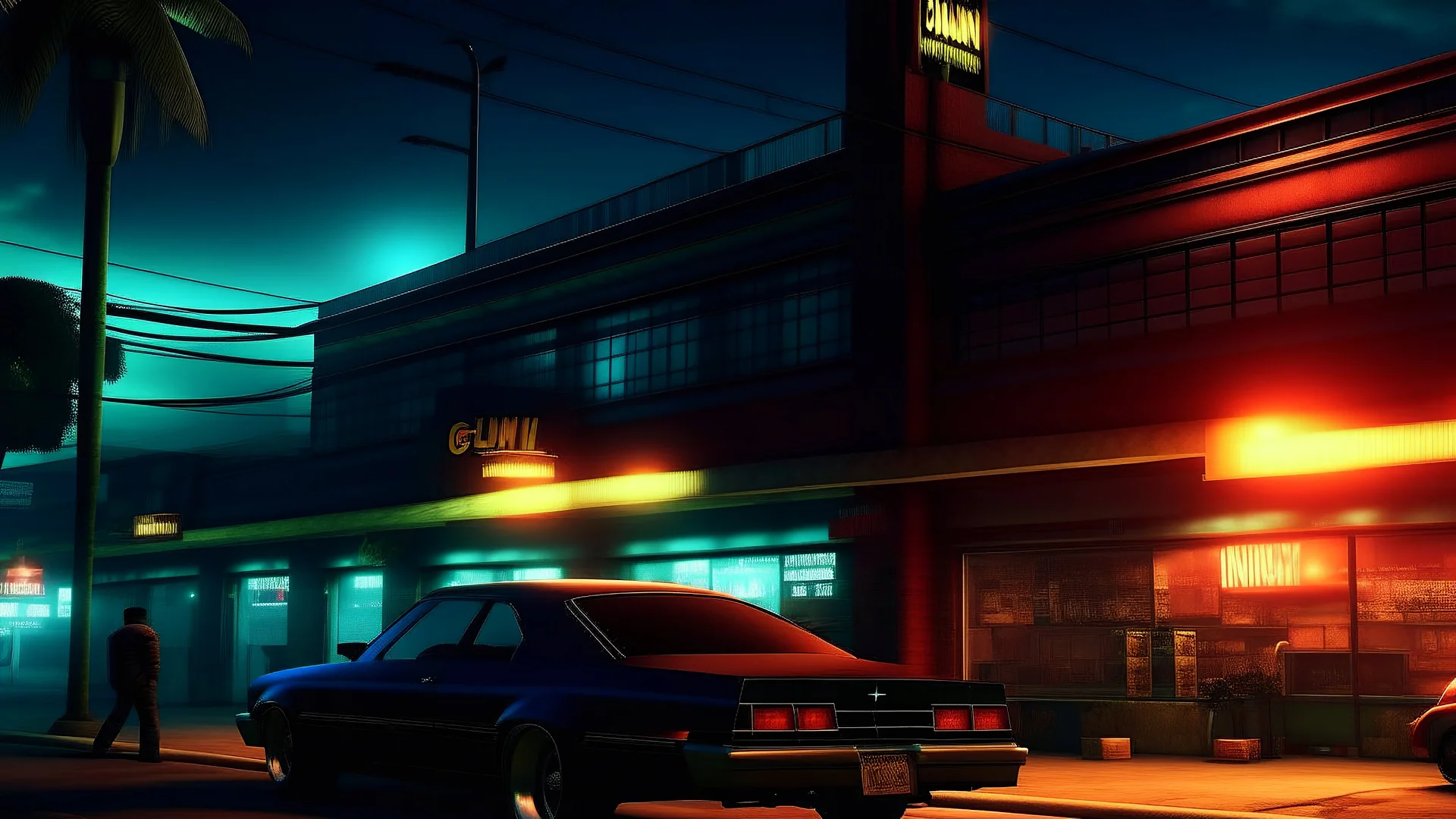 create a GTA STYLE BACKGROUND loading screen set in a night club without any people in it