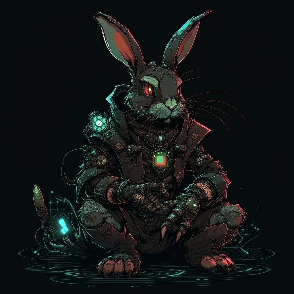 necromancer rabbit in the style of cyberpunk