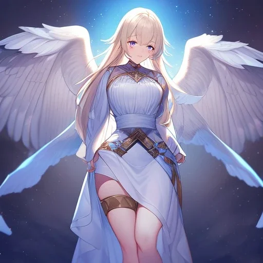 Clear focus,High resolution, Angel, Wearing s split skirt