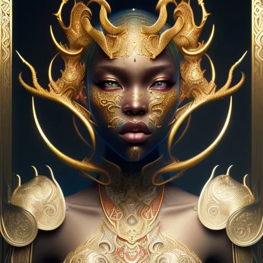 sango fantasy, fantasy magic, intricate, sharp focus, illustration, highly detailed, digital painting, concept art, matte, artgerm and paul lewin and kehinde wiley, masterpiece sexy lips Asian afro lips black African lady body Asian Dragon head silver bright rain lady outer space pretty skull head