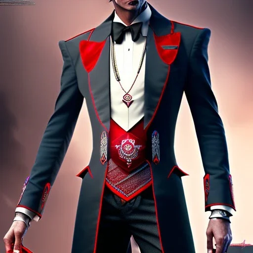 luxury outfit for dracula, photorealistic