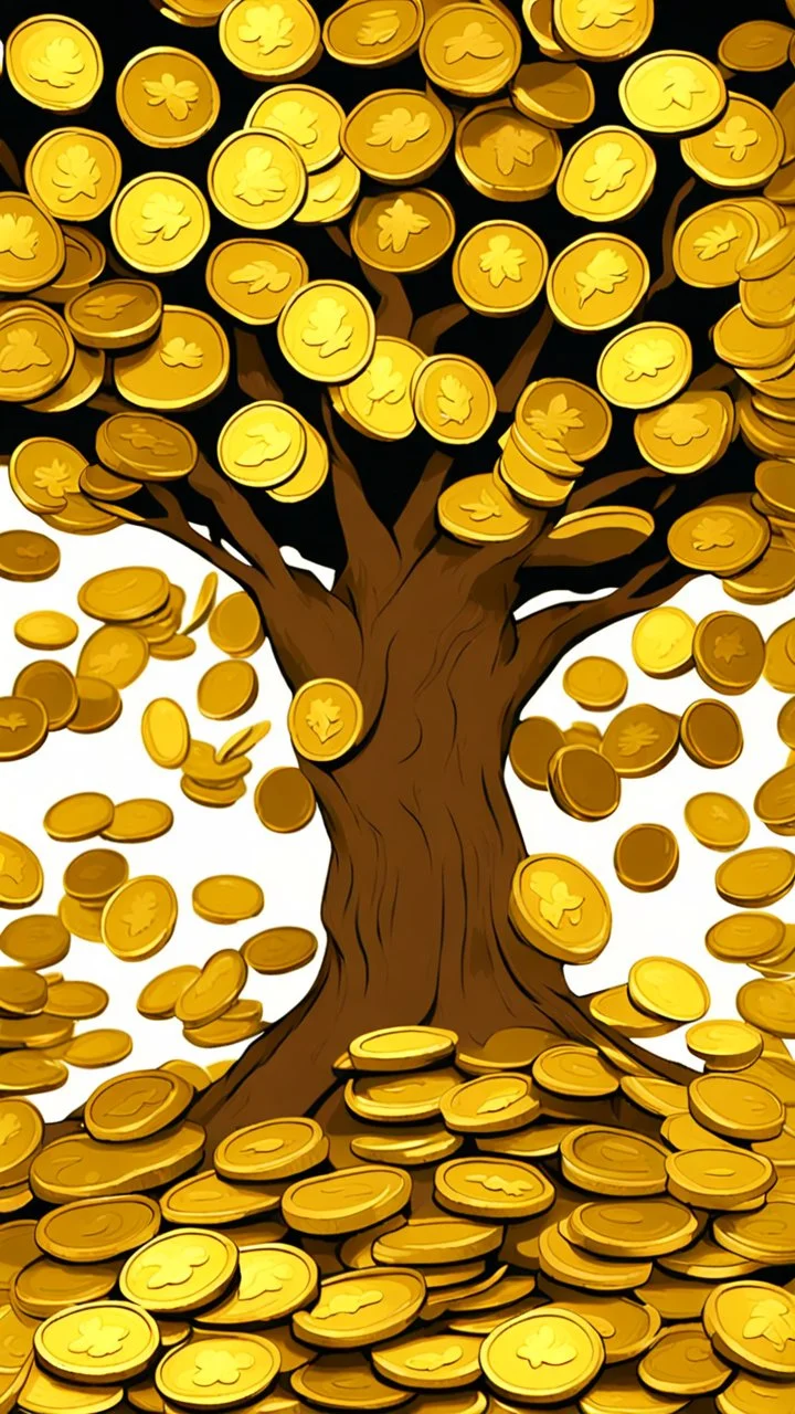 . The tree granted gold coins, but soon his house overflowed with coins, leaving no space