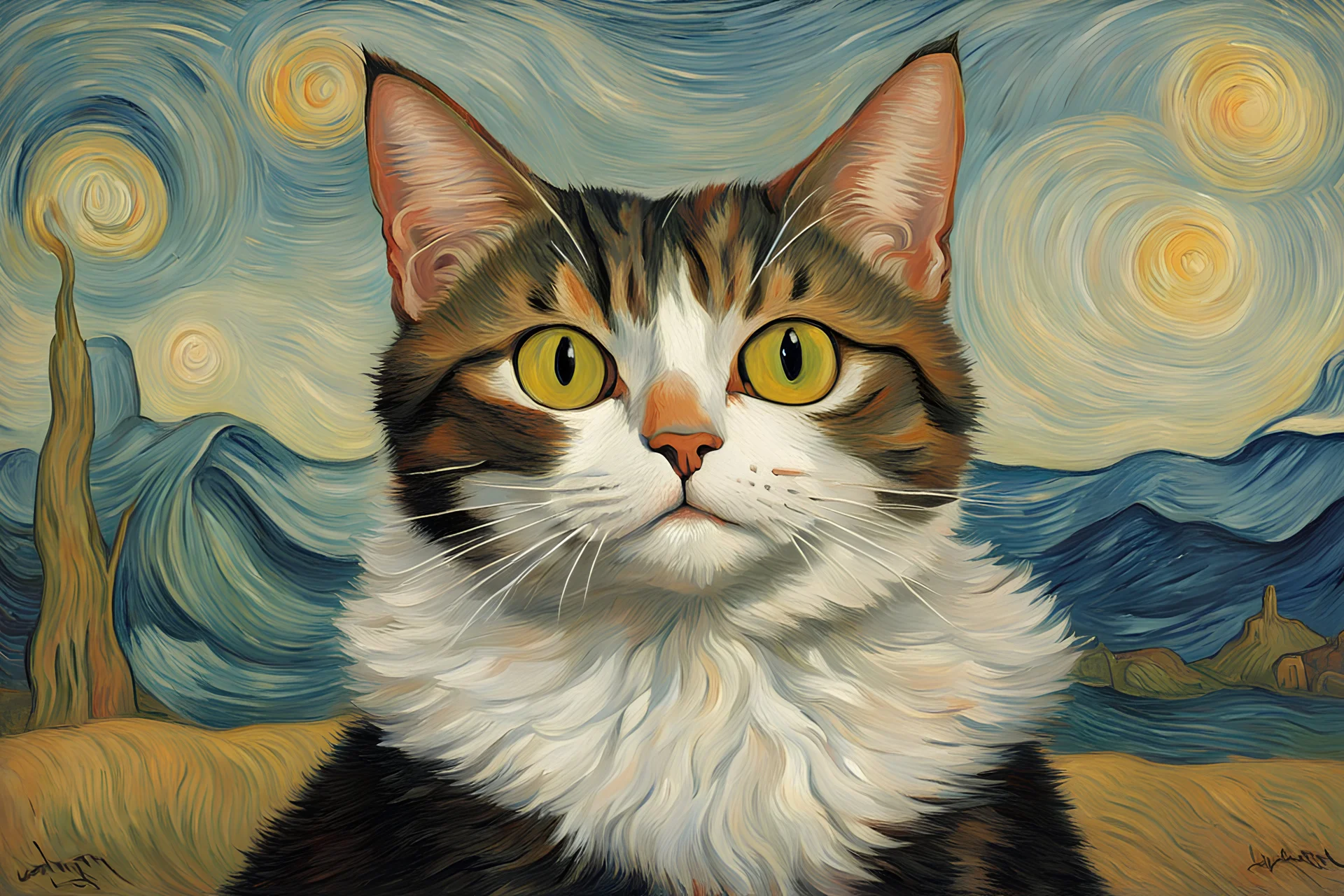 Portrait of a cat by Van Gogh