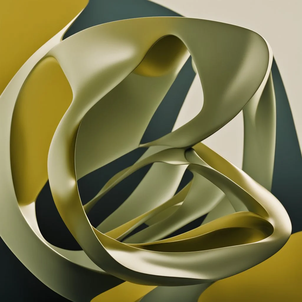 An olive kernel-inspired sculpture, rendered in a contemporary, abstract style.