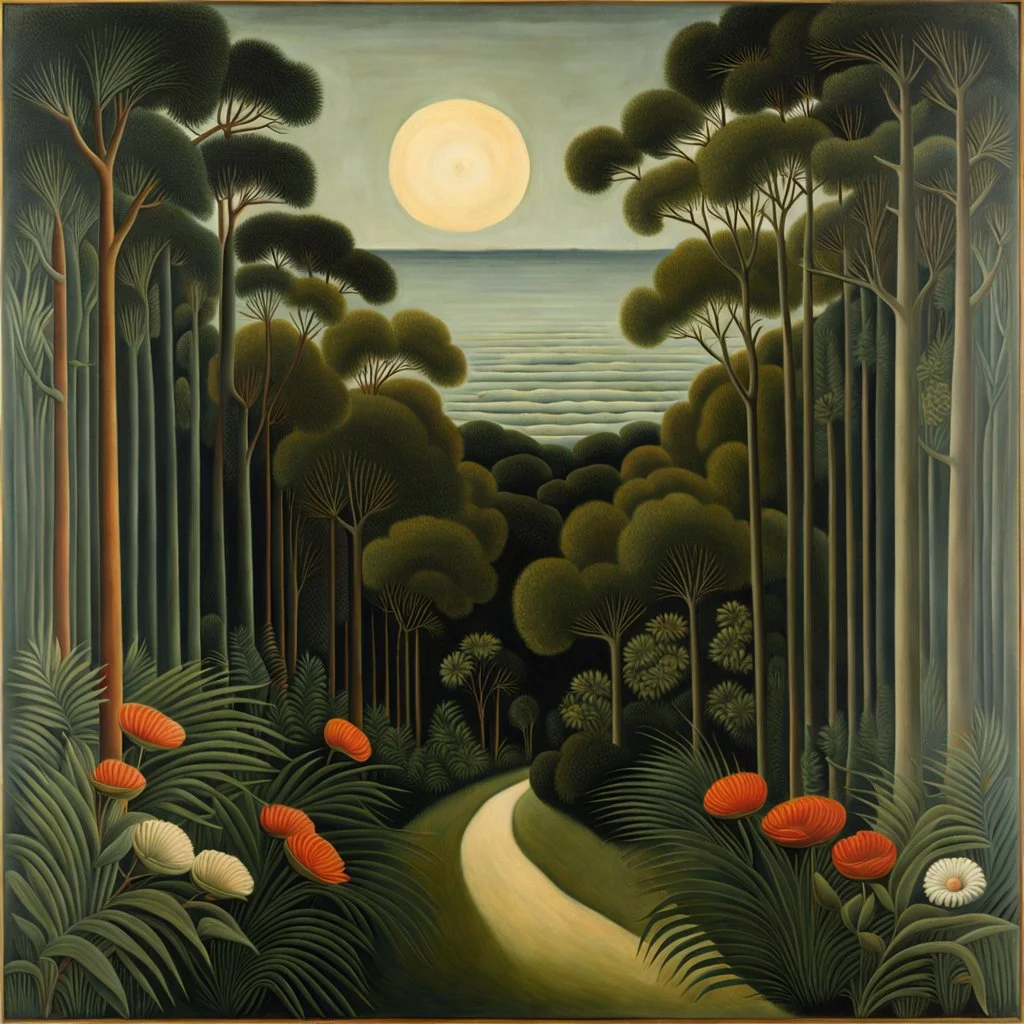 Sublime nature, Henri Rousseau, hyperrealistic, hypnotic, obsessive, real world