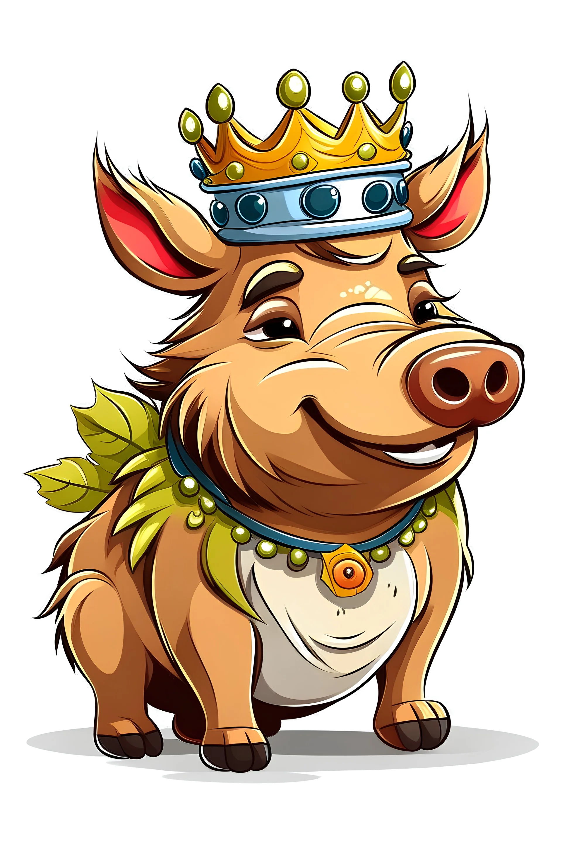 a cartoon boar with a crown png