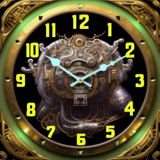 Steampunk cyber clock face,steampunk center composition,portrait painting of a steampunk princess, ultra realistic, concept art, intricate details, eerie highly detailed ultra realistic, shiny, smooth, studio quality, octane render, Surrealism, Triadic colour scheme,glow-stick, ambient lighting,nightclub lighting, polaroid, 100mm, --ar 1:1 --v4