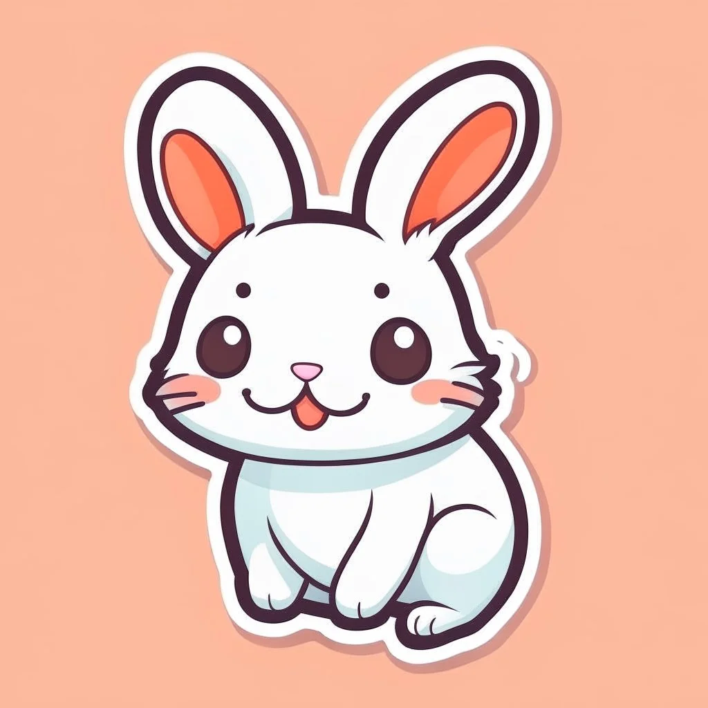 cute rabbit sticker template