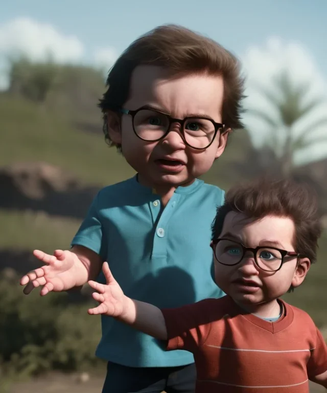 Leonard Hofstadter toddler, full body, dramatic lighting, angry, hyper realistic