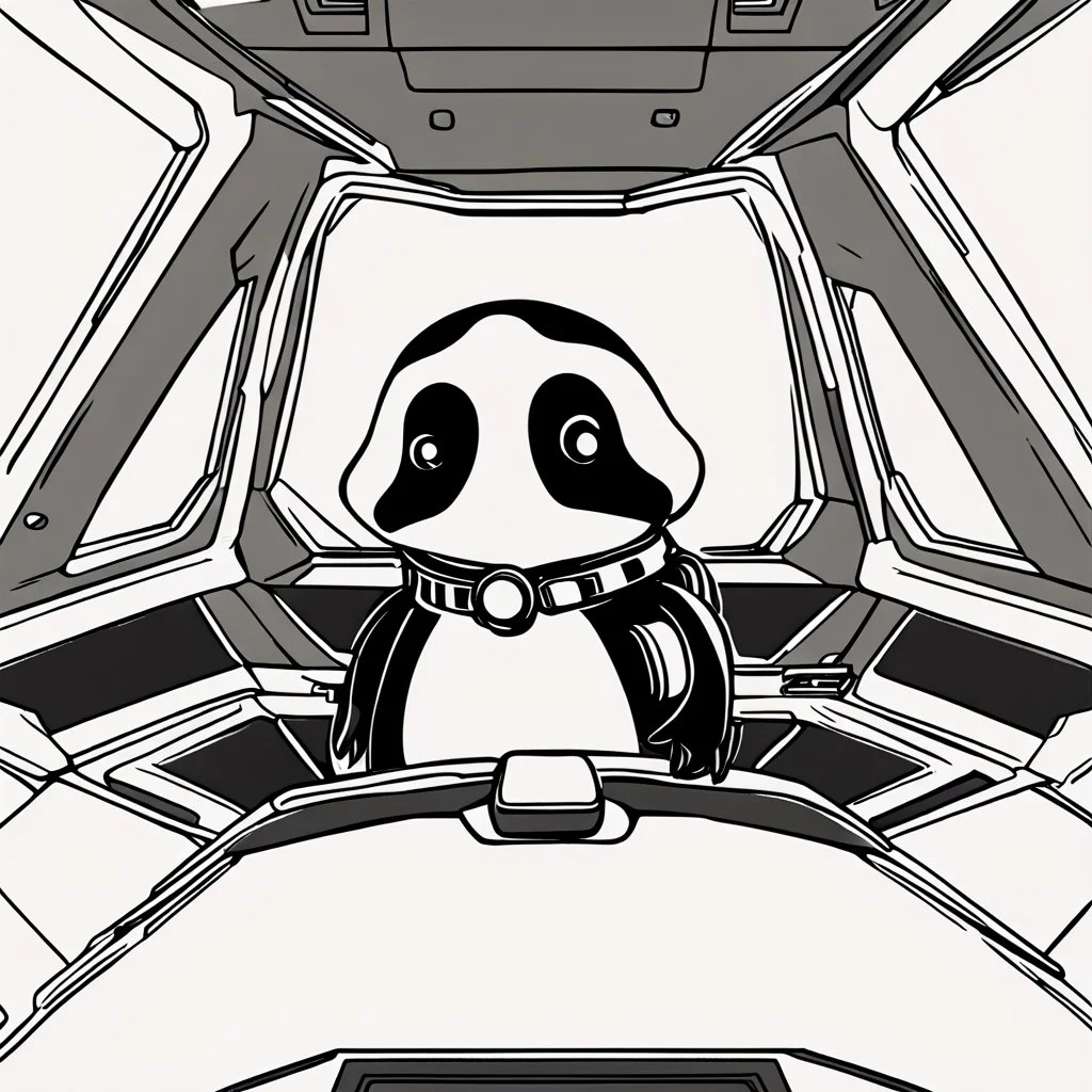 Tux, the Linux mascot, piloting a spaceship.