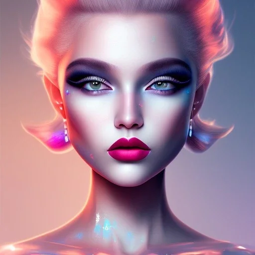 a princess wearing a lot of makeup and painted nails, with pink lipstick,with a nichairstyle dramatic, dramatic lighting, volumetric lighting, hyperrealism, 8k, high quality, photorealistic, lot of details