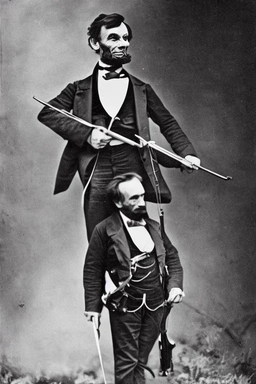 Abraham Lincoln Carrying a crossbow vintage photography, beautiful, Tumblr aesthetic, retro vintage style, HD photography, hyperrealism