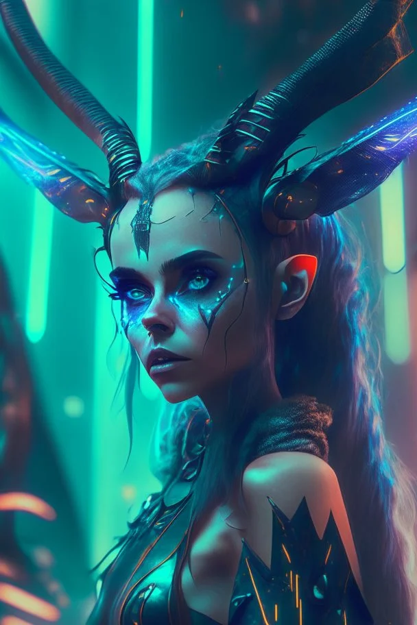 Faun fairy ,futuristic, cinematic, cyberpunk, 8k quality