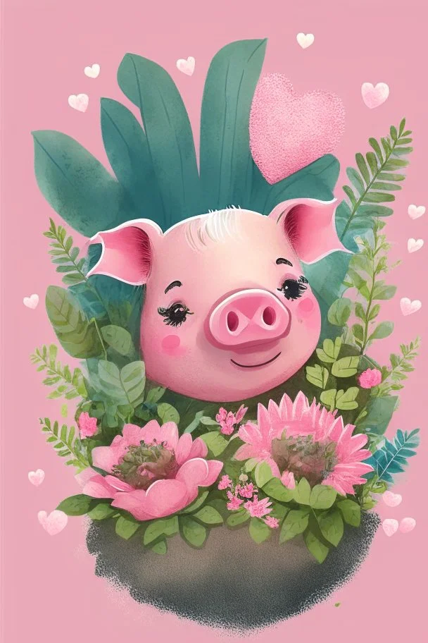 Looking for a creative and adorable way to show your love this Valentine’s Day? Look no further than this digital graphic of a cute little baby pig surrounded by plants and flowers. Perfect for DIY crafting projects, this image is sure to put a smile on your loved one’s face.