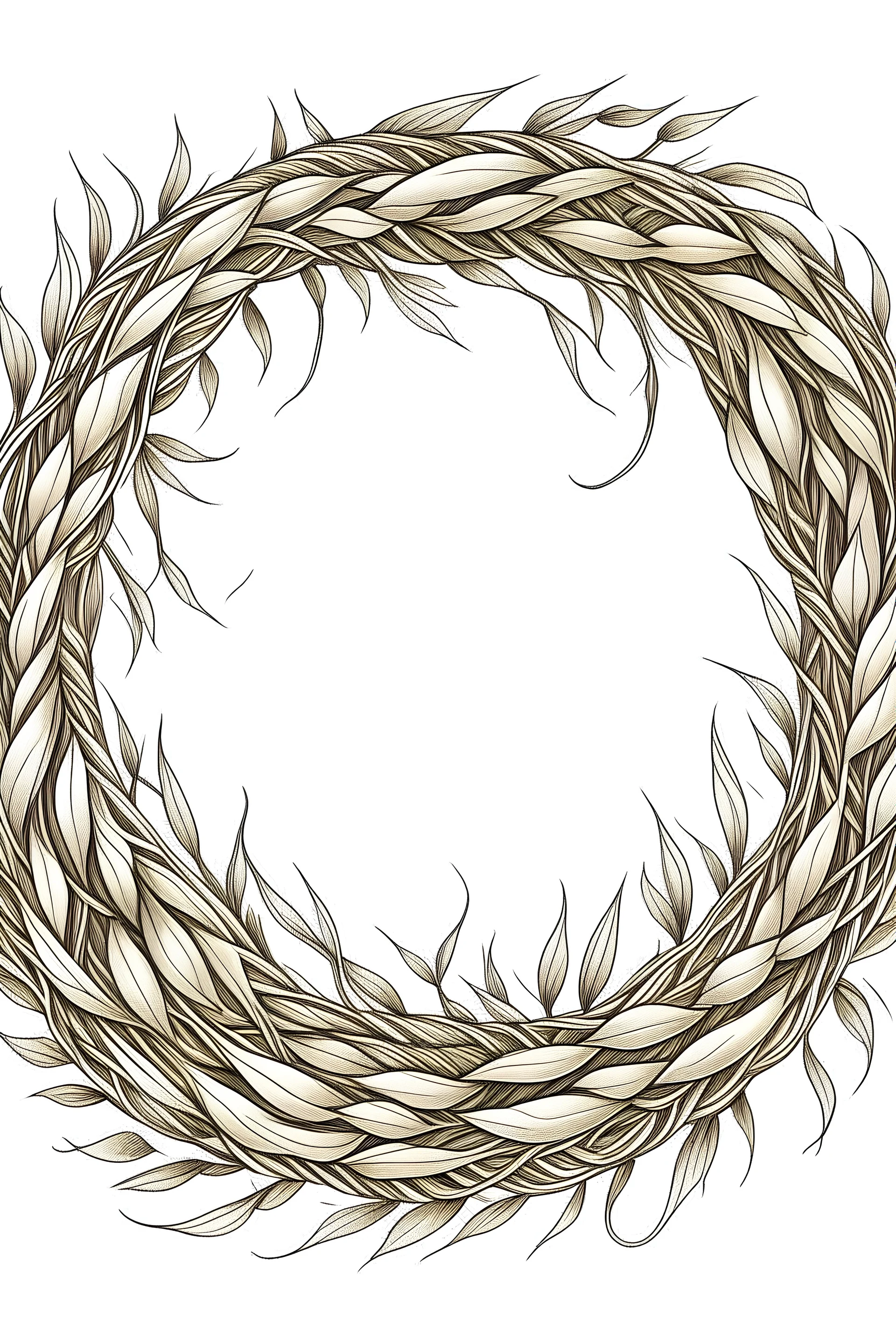 a drawing of a braided circle of sweet grass