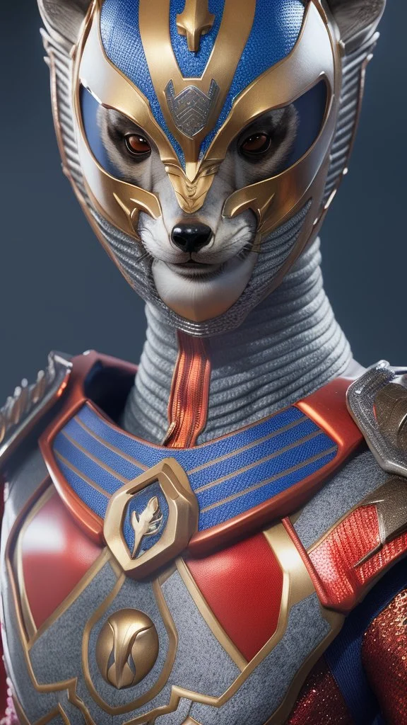 full body portrait of a Superhero Meerkatman, Serius, Mask, Head Man Mouth And Nose Hyper Realistic Armor Intricate Detail Novelty Full Body Cinematic 4k