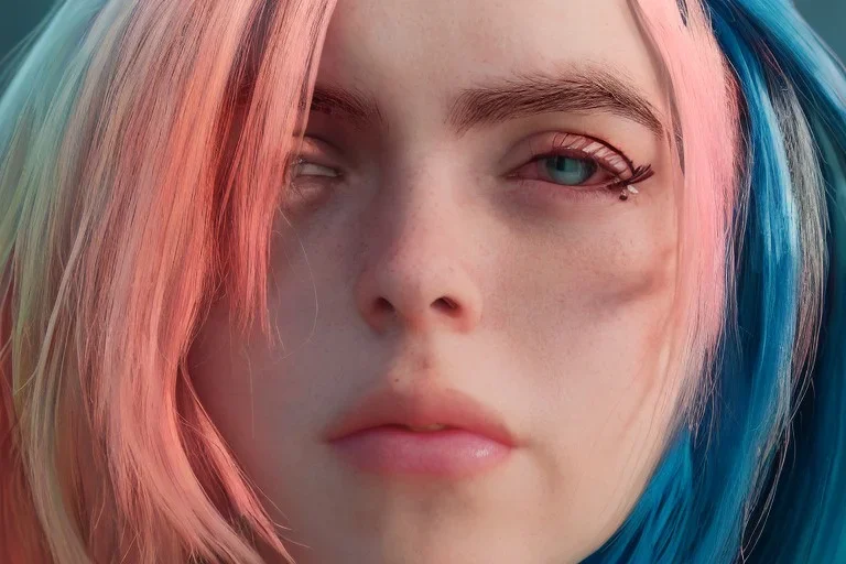 Billie Eilish, clip, photorealistic, 8k